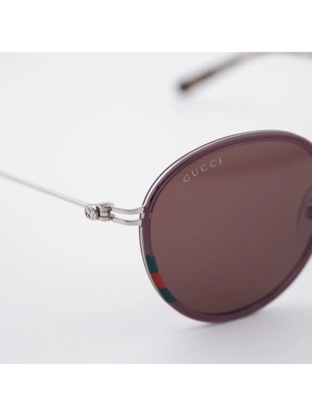 Gucci GG1849S 004 Sunglasses Brown/Silver Round Frame, Brown Lenses